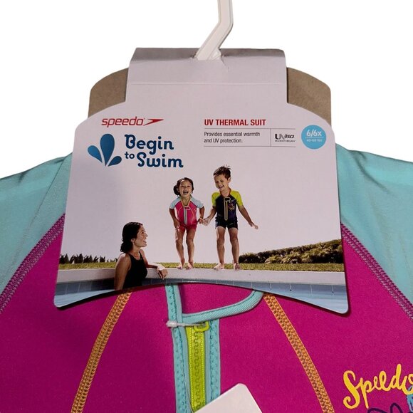 NWT Speedo Kids Thermal Swimsuit Girls 6 6X Shortalls UV UPF 50 Begin to Swim - Picture 2 of 8